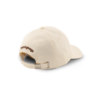 Back of beige baseball cap with Bored George logo