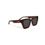 Right close-up of Bored George best-selling oversized square brown shimmer timeless polarised sunglasses - trendy designer sunnies for everyday wear
