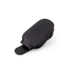 Front view of a black car visor glasses holder
