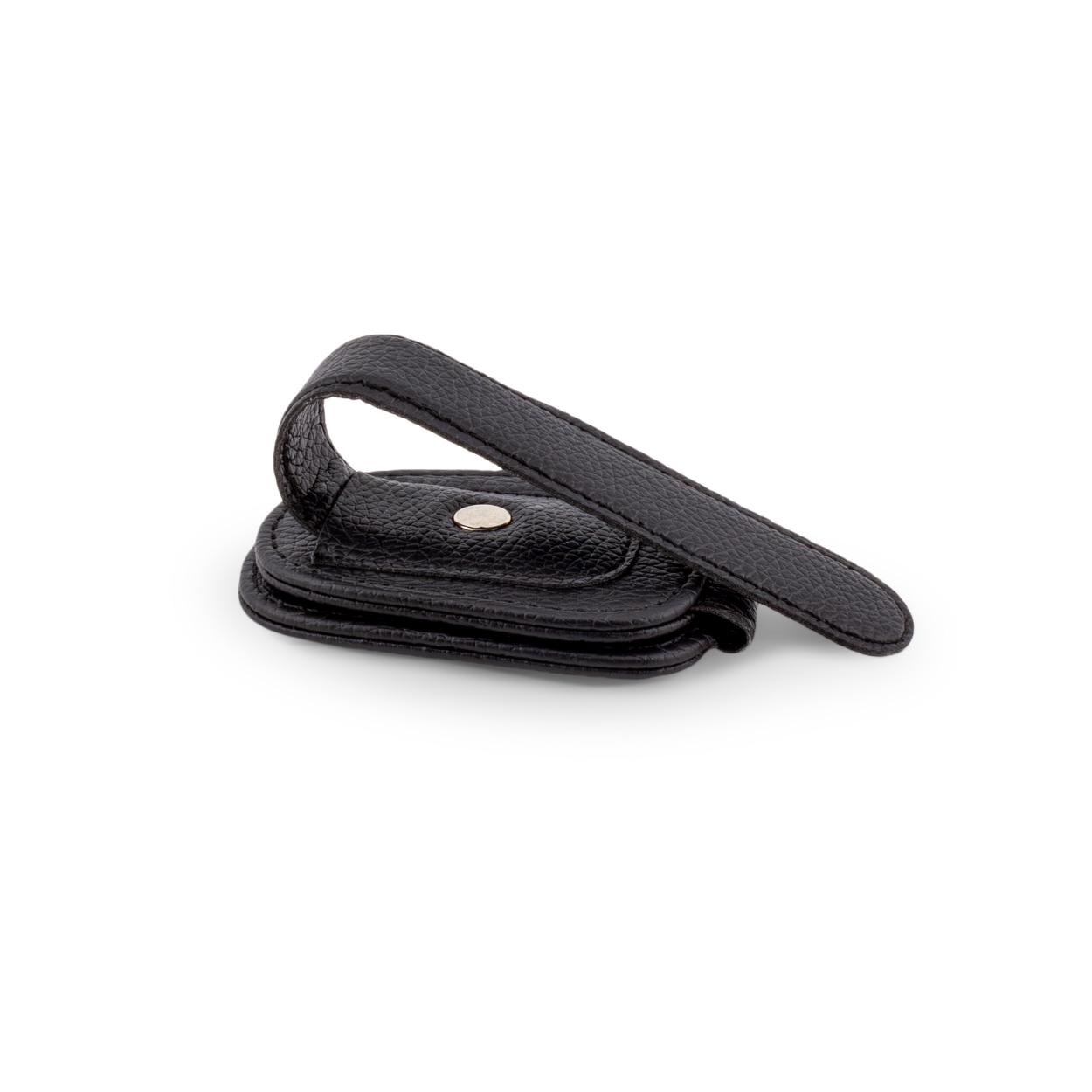 Back view of a black sunglasses car visor holder