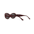 Left close-up of Bored George polarised merlot oval sunglasses for women – 90s inspired fashion eyewear