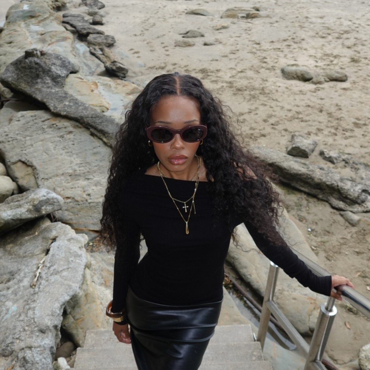 Woman wearing polarised merlot oval Bored George sunglasses - street style fashion inspiration
