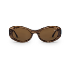 Front close-up of Bored George polarised espresso oval sunglasses for women – 90s inspired fashion eyewear