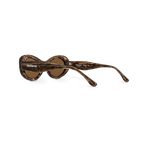 Left close-up of Bored George polarised espresso chocolate oval sunglasses for women – 90s inspired fashion eyewear
