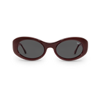 Front close-up of Bored George polarised merlot oval sunglasses for women – 90s inspired fashion eyewear