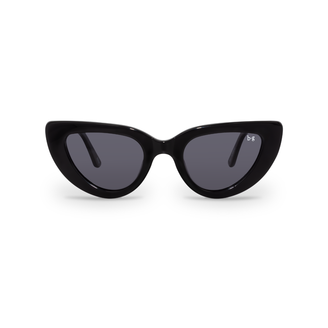 Front close-up of Bored George black cat eye sunglasses - fashion eyewear
