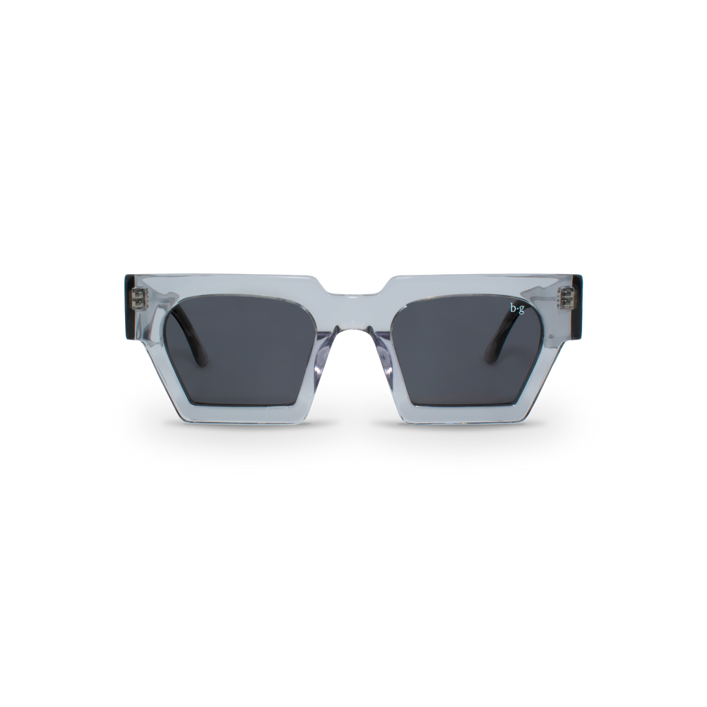 Front close-up of Bored George grey square sunglasses - fashion eyewear
