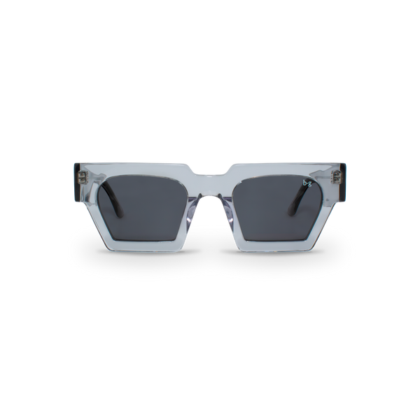 Front close-up of Bored George grey square sunglasses - fashion eyewear