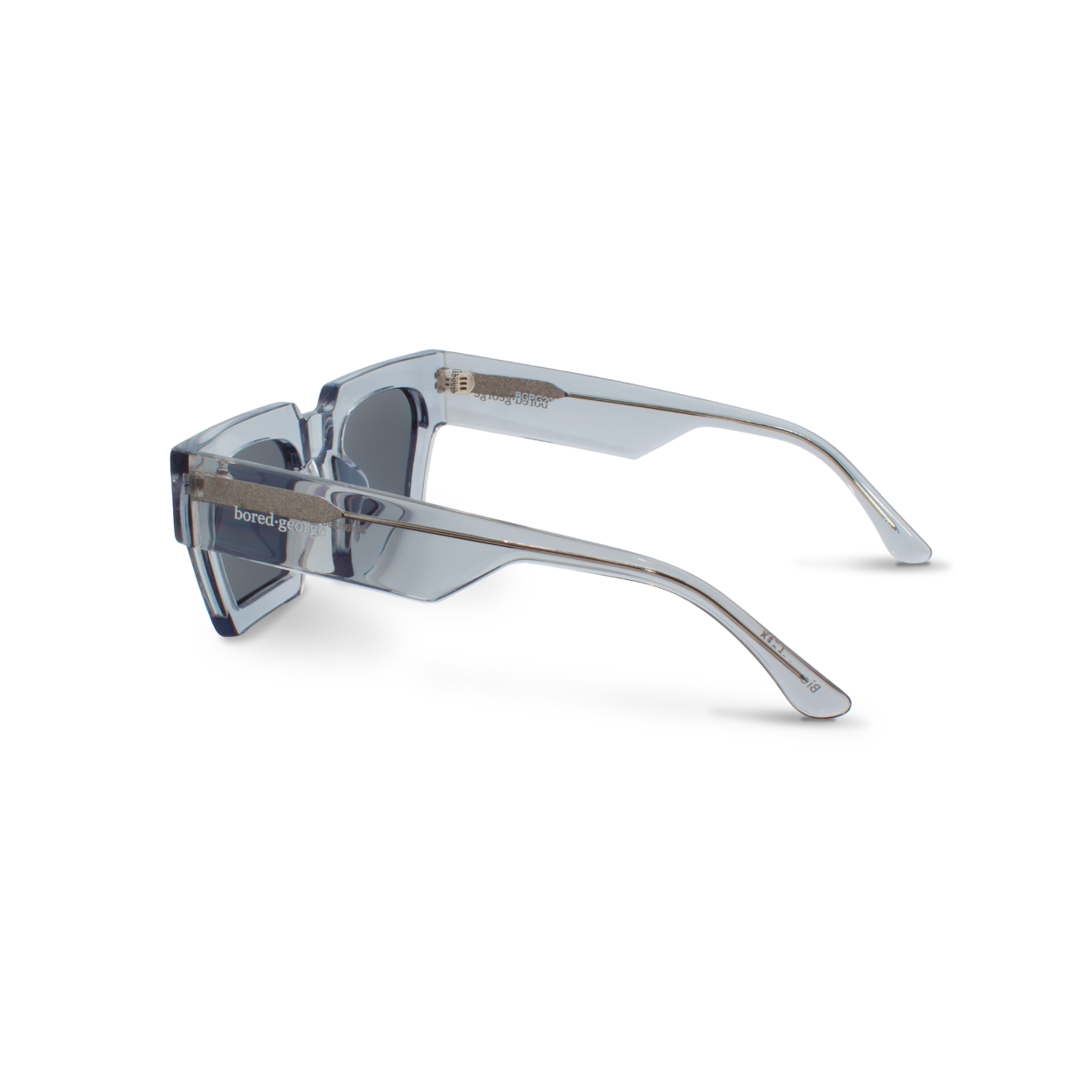 Left close-up of Bored George grey square sunglasses - fashion eyewear