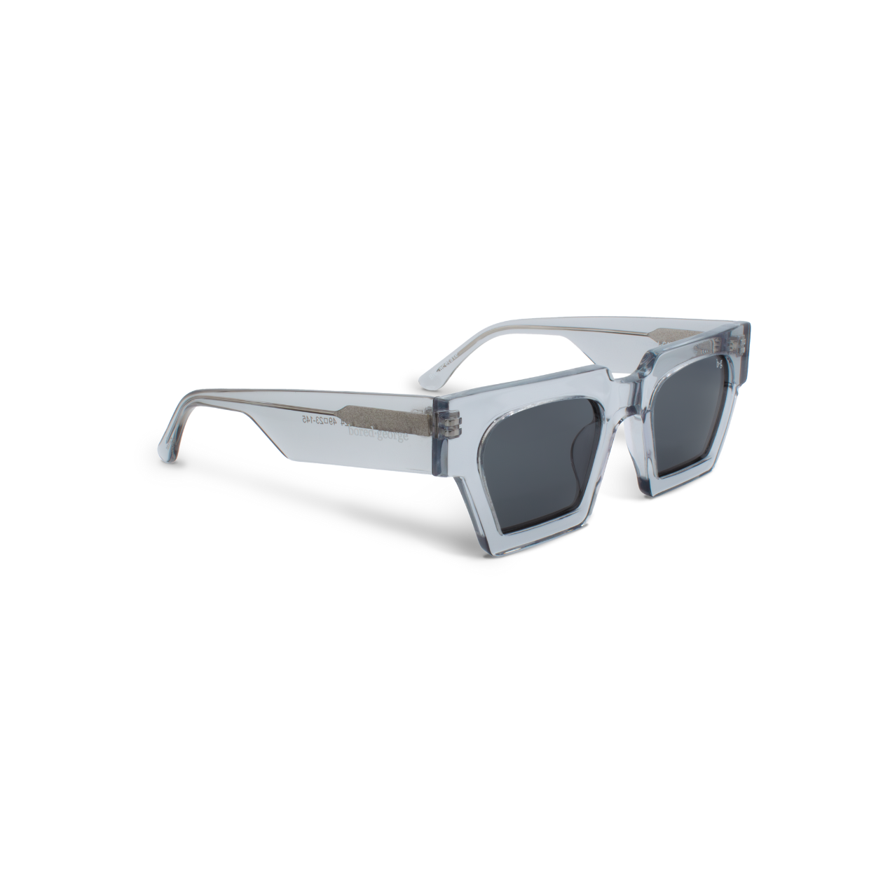 Right close-up of Bored George grey square sunglasses - fashion eyewear